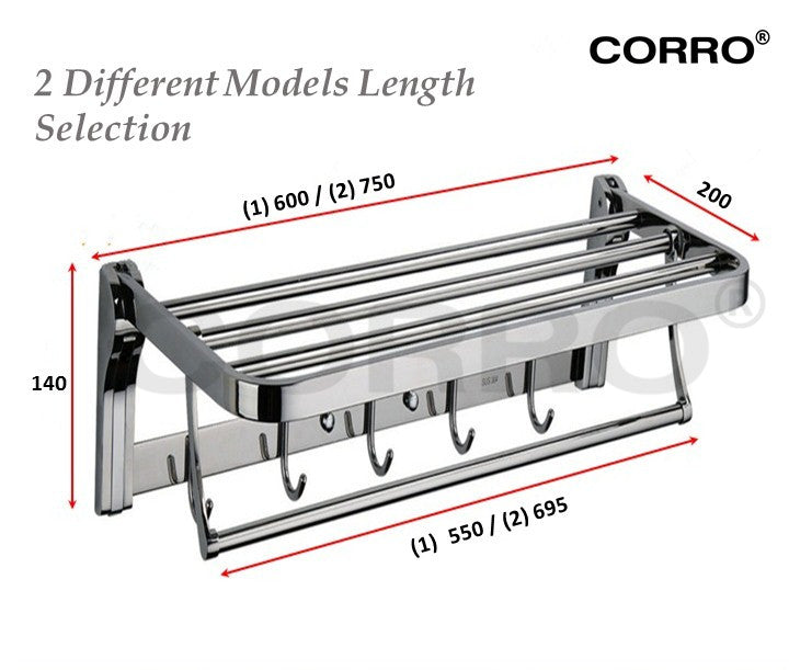 CORRO High Quality SUS304 Stainless Steel Foldable Towel Rack | CFTSH 401-60M | CFTSH 401-75M