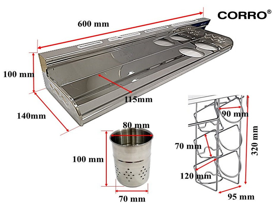CORRO Kitchen Shelf SUS304 Stainless Steel | CKS 102-60C