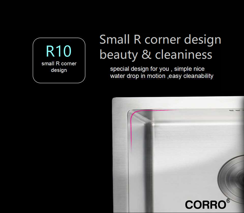 CORRO High Quality SUS304 Stainless Steel Single Handmade Kitchen Sink Bowl Sinki | CH6045-30S
