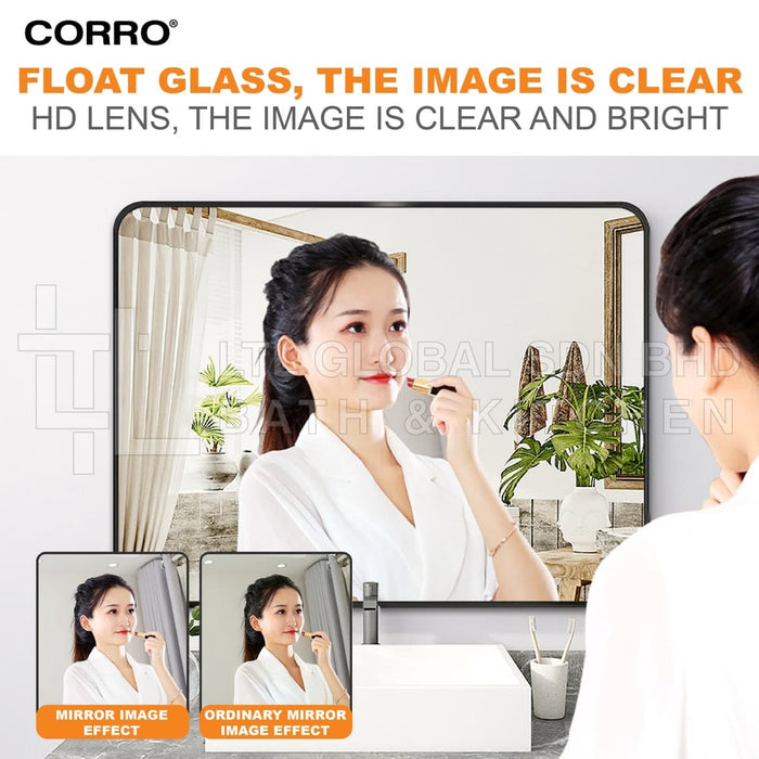 CORRO Aluminium Bathroom Mirror c/w Black Frame | CMS104-3B | CMS104-4B