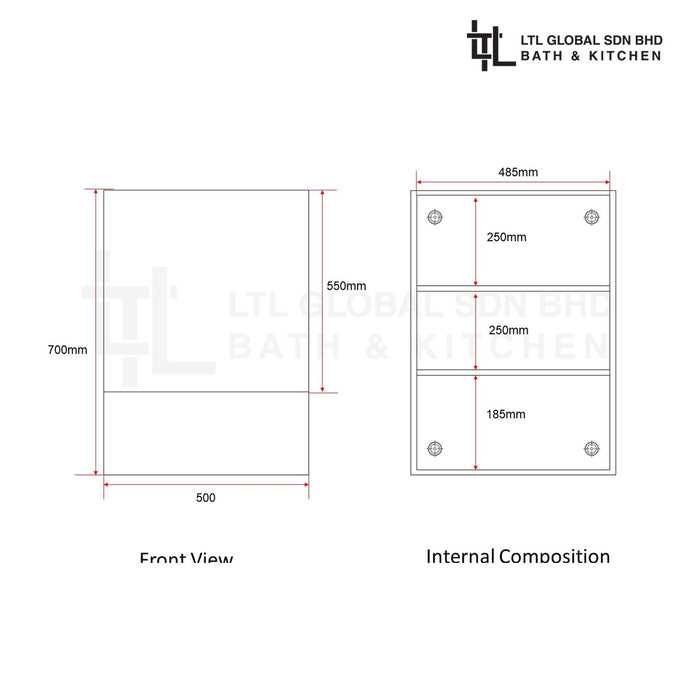 Corro Stainless Steel Bathroom Mirror Cabinet | CMC50701