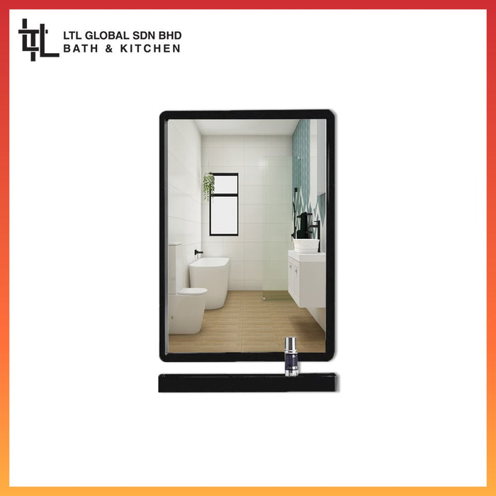 CORRO Bathroom Aluminium Mirror with Aluminium Glass Shelf Set | CMS 105-1B | CMS 105-3B | CMS 106-1W | CMS 106-3W