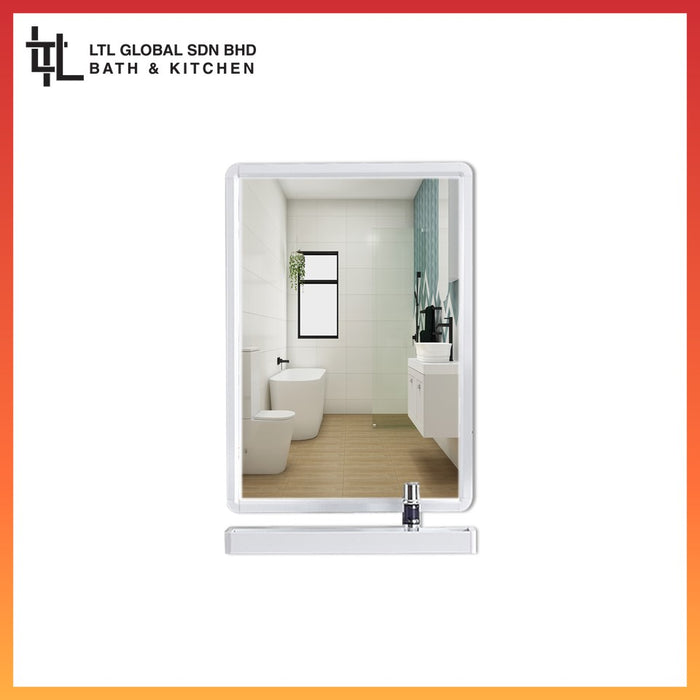 CORRO Bathroom Aluminium Mirror with Aluminium Glass Shelf Set | CMS 105-1B | CMS 105-3B | CMS 106-1W | CMS 106-3W