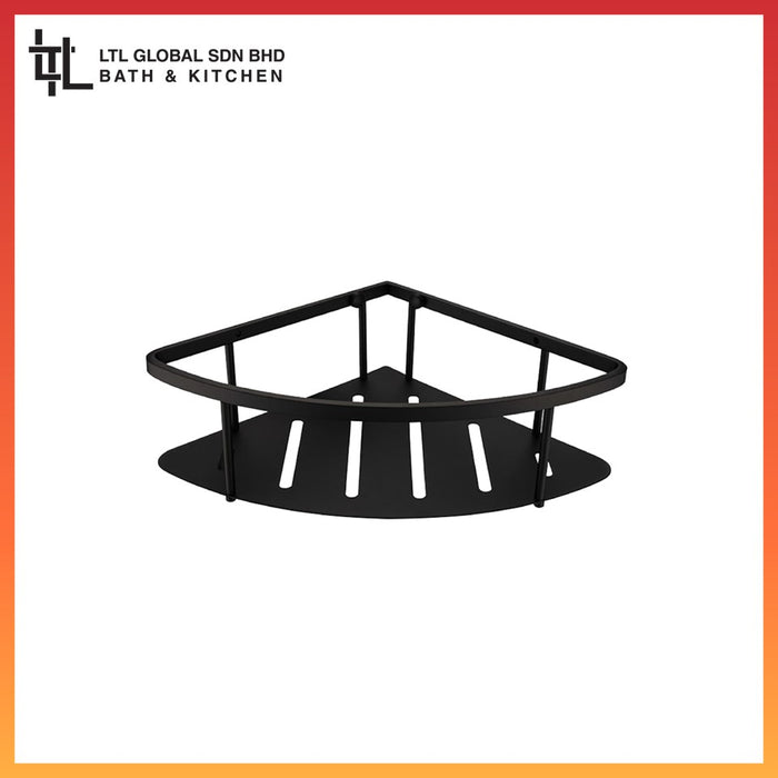 Corro SUS304 Stainless Steel Bathroom Corner Basket Black | CBK4-22B