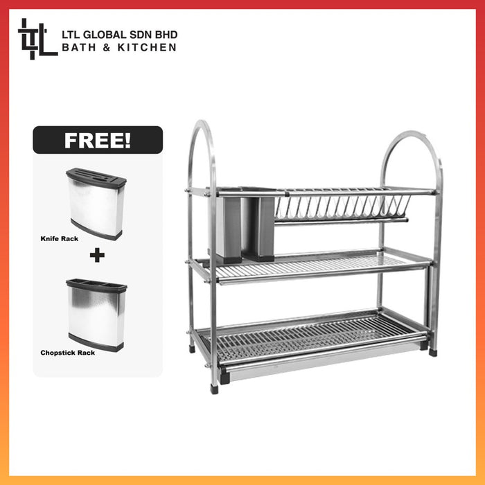 CORRO High Quality Stainless Steel 3 Tier Kitchen Dish Rack | CDR 58561
