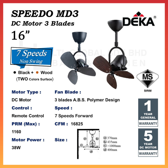 DEKA SPEEDO MCD3 16" Ceiling Fan | SPEEDO MCD3