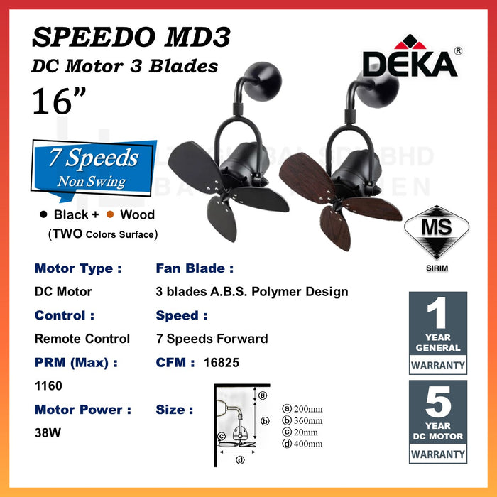 DEKA SPEEDO MCD3 16" Ceiling Fan | SPEEDO MCD3