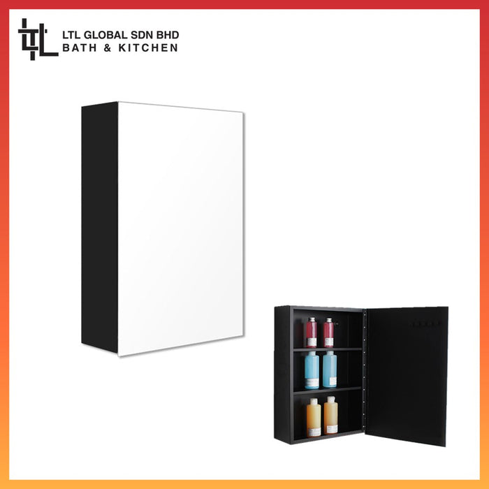 Corro Stainless Steel Bathroom Mirror Cabinet Black Surface | CMC35504B | CMC40604B