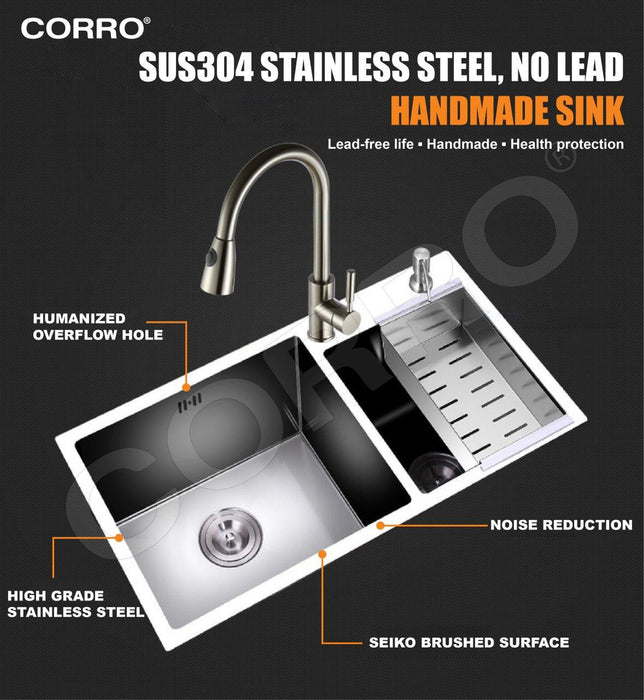 CORRO SUS304 Double Kitchen Bowl Sink | CH 8246-30D