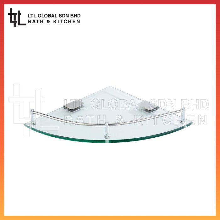 CORRO Bathroom & Kitchen SUS304 Glass Shelf Wall Corner Shelf Single & Double Rack Corner Basket | CGS 711-1C | CGS 711-2C
