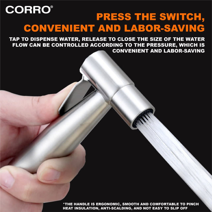 CORRO Two Way Tap with Bidet Spray and Flexible Hose Set | CBDS 1811-SS | CBDS 1812-B | CBDS 1813-C