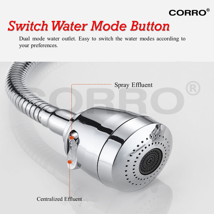 CORRO SUS304 High Quality Heavy Duty Stainless Steel Twin Hose Flexible Swivel Kitchen Sink Pillar Tap | CKPT 8437
