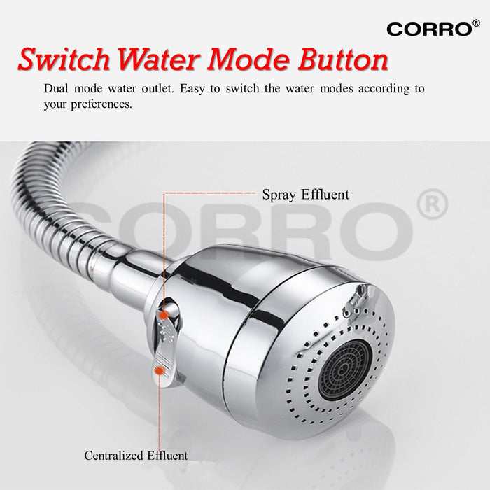 CORRO SUS304 High Quality Heavy Duty Stainless Steel Flexible Swivel Single Pillar Kitchen Sink Tap | CKPT 8402
