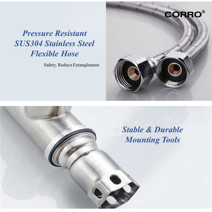 CORRO SUS304 High Quality Heavy Duty Stainless Steel Flexible Pull-Out Kitchen Sink Mixer Tap | CKPT 8660