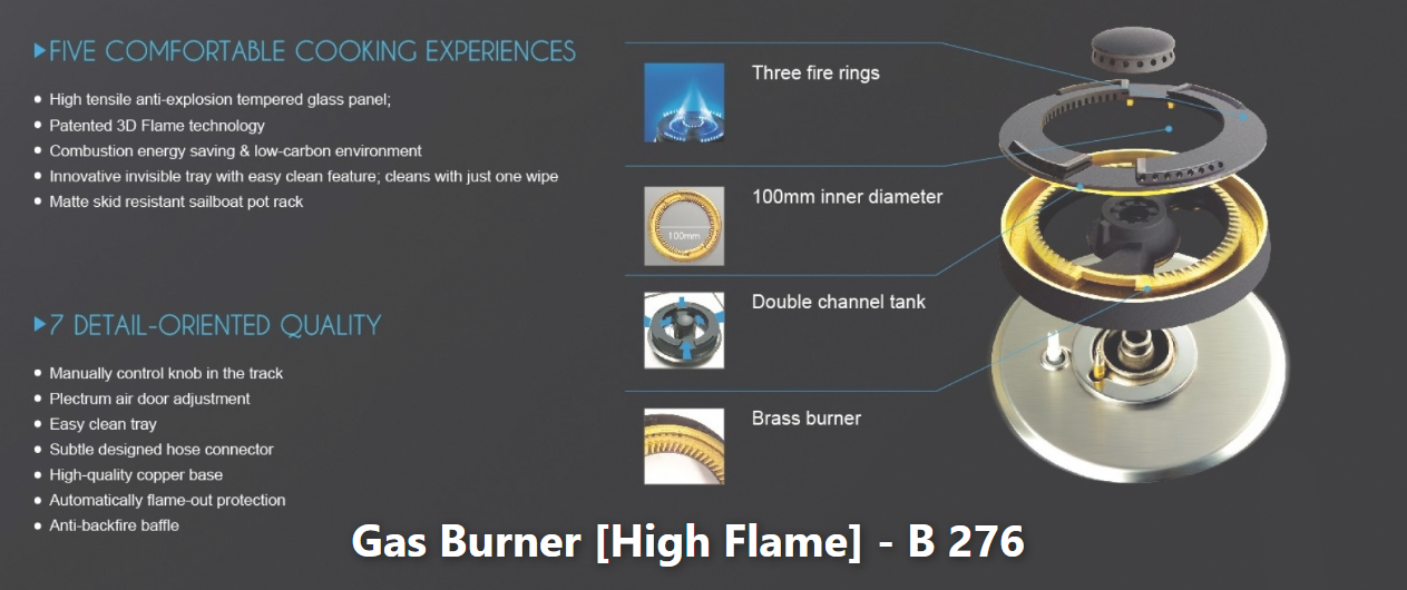 ROBAM 2 Burners Gas Burner High Flame Hob | B276