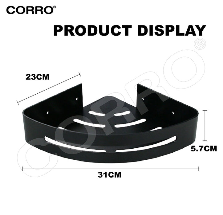 Corro SUS304 Stainless Steel Bathroom Corner Basket Corner Black | CBK3-22B