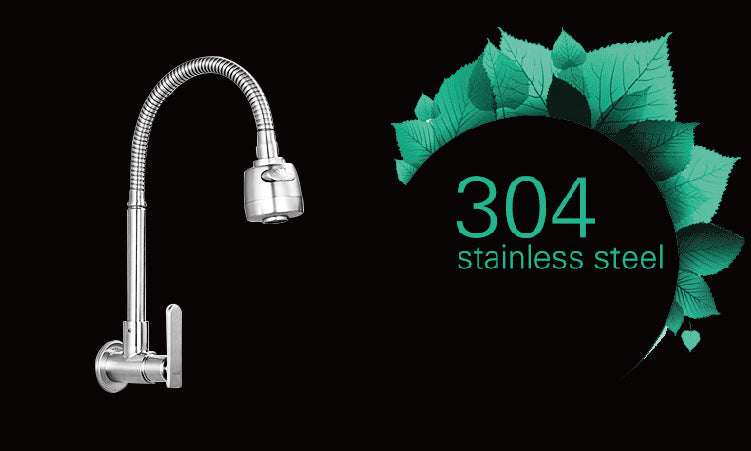 CORRO SUS304 Heavy Duty Stainless Steel Flexible Swivel Single Kitchen Sink Wall Tap | CKWT 8410