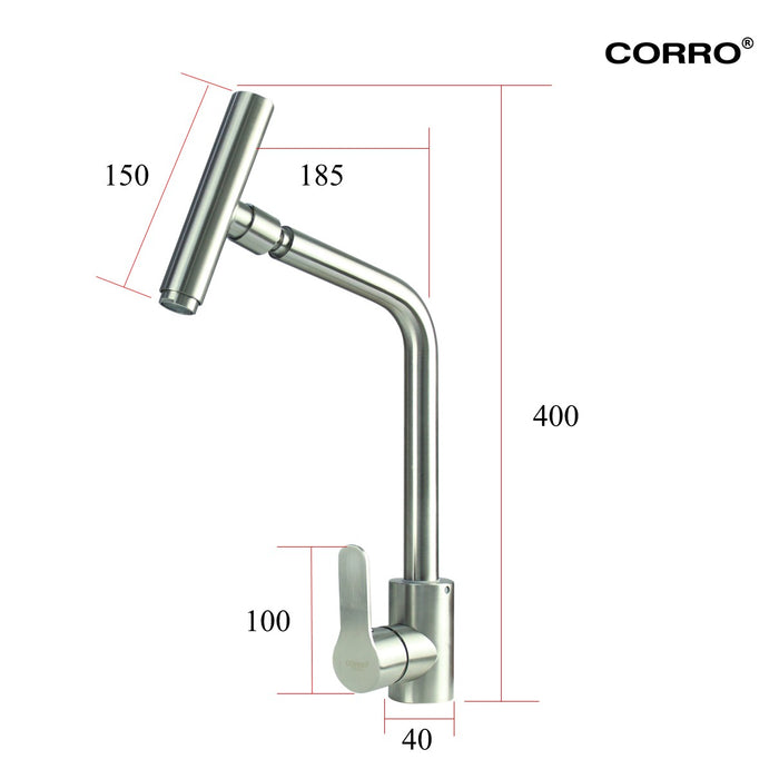 CORRO SUS304 Stainless Steel Flexible Head Kitchen Mixer Tap | CKPT 8606