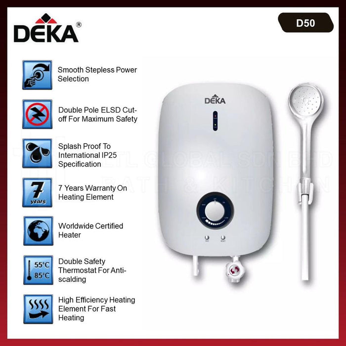 DEKA D50 Instant Shower Water Heater NON-PUMP | D50